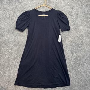 Velvet by Graham & Spencer Dress Womens Small Black Puff Sleeve Vintage Slub NWT